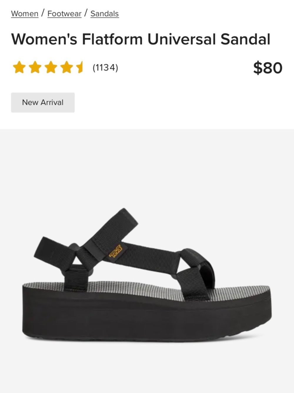 Teva Women's Flatform Universal Sandal - Black Size 8